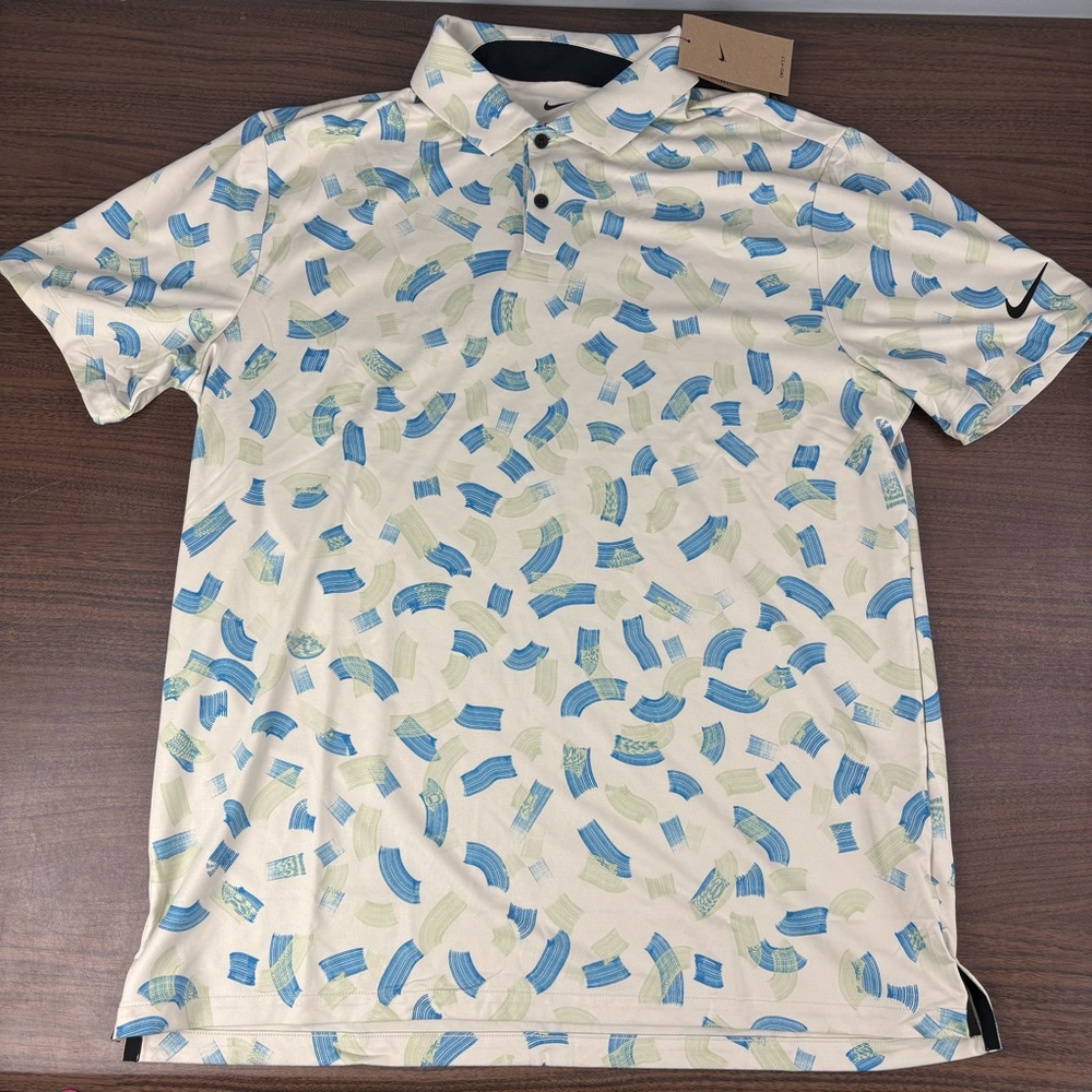 Nike Tour Dri-Fit Polo Golf Shirt FD5739-072 Rake Line Print Mens Size Large